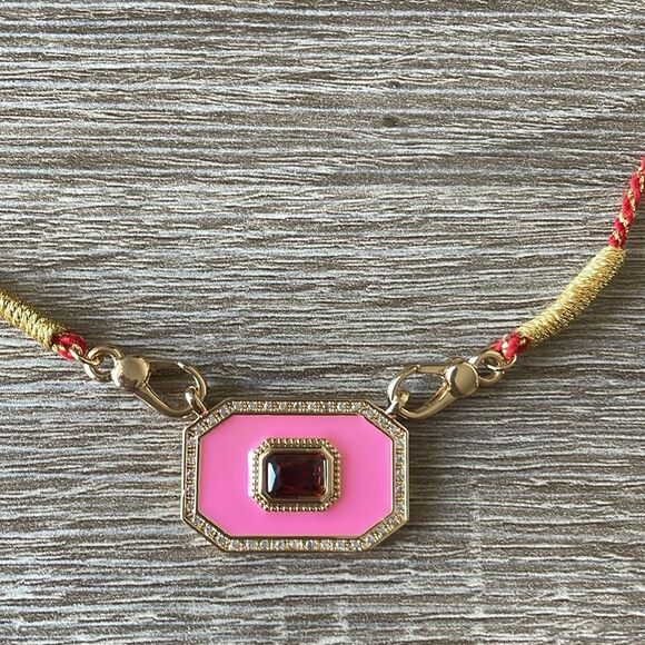 Elegant Pink and Gold Necklace N1042 - Picture 3 of 4